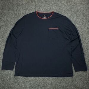 Bombas Pima Cotton T Shirt Mens Large Long Sleeve Crewneck Pocket Tee Navy Blue